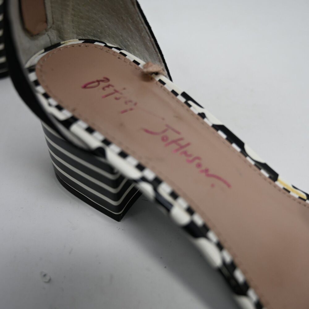 Betsey Johnson Lore 7 Floral Sandals Striped Block Heel 3D Flowers - Picture 8 of 10
